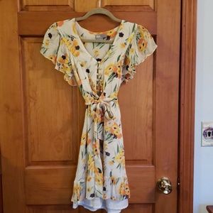 Yellow Floral Print Dress
